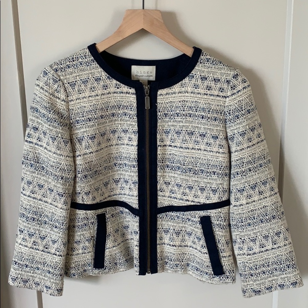 Hinge Blue and Cream Tweed Blazer